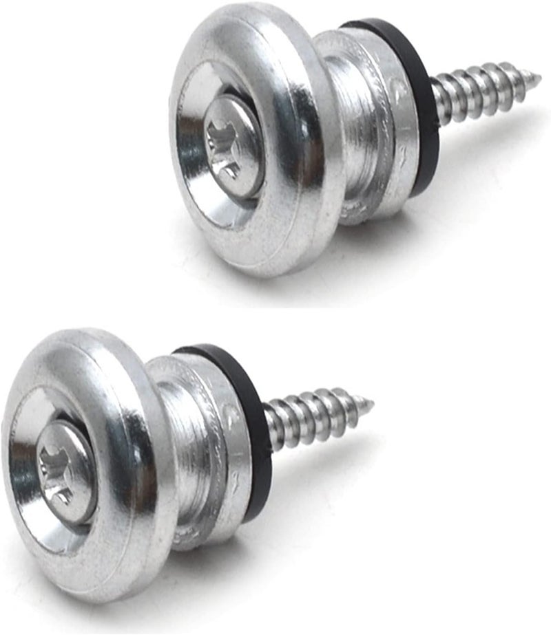 Cheerock 2pcs Silver Metal Guitar Strap Locks, Mushroom Style Guitar Strap Lock Buttons, Electric Guitar Strap Locks, Mushrooms Head Guitar Strap Button for Guitar Bass Ukulele - Image 1